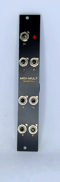 MIDI-MULT: 6-way TRS MIDI thru module (4HP)